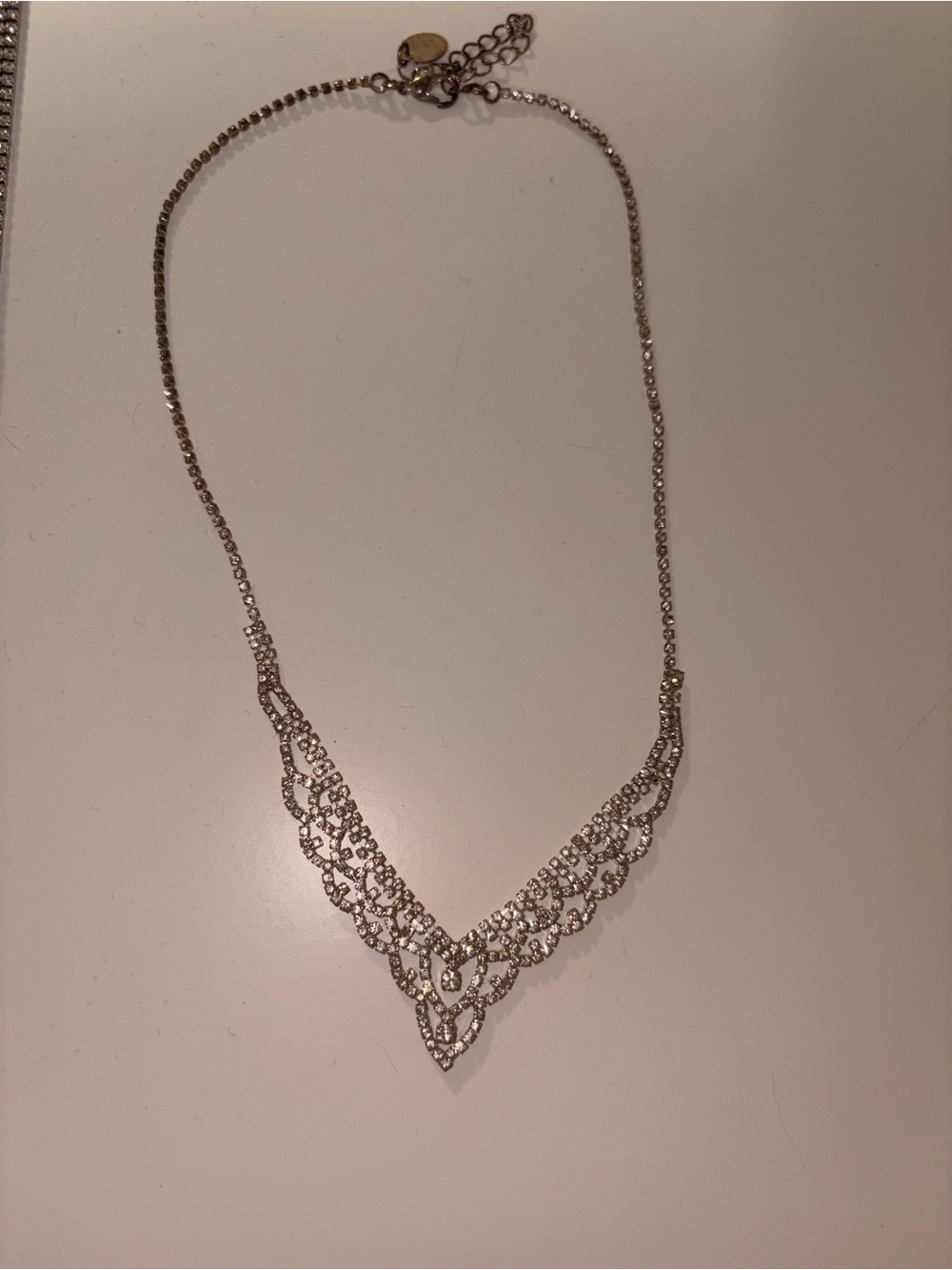 Delicate Gold-Tone Crystal V Necklace